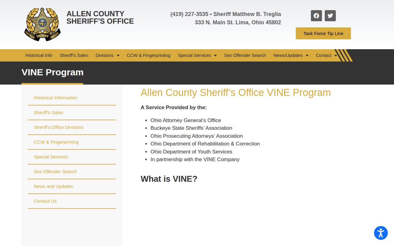 Allen County VINE custody notification record source