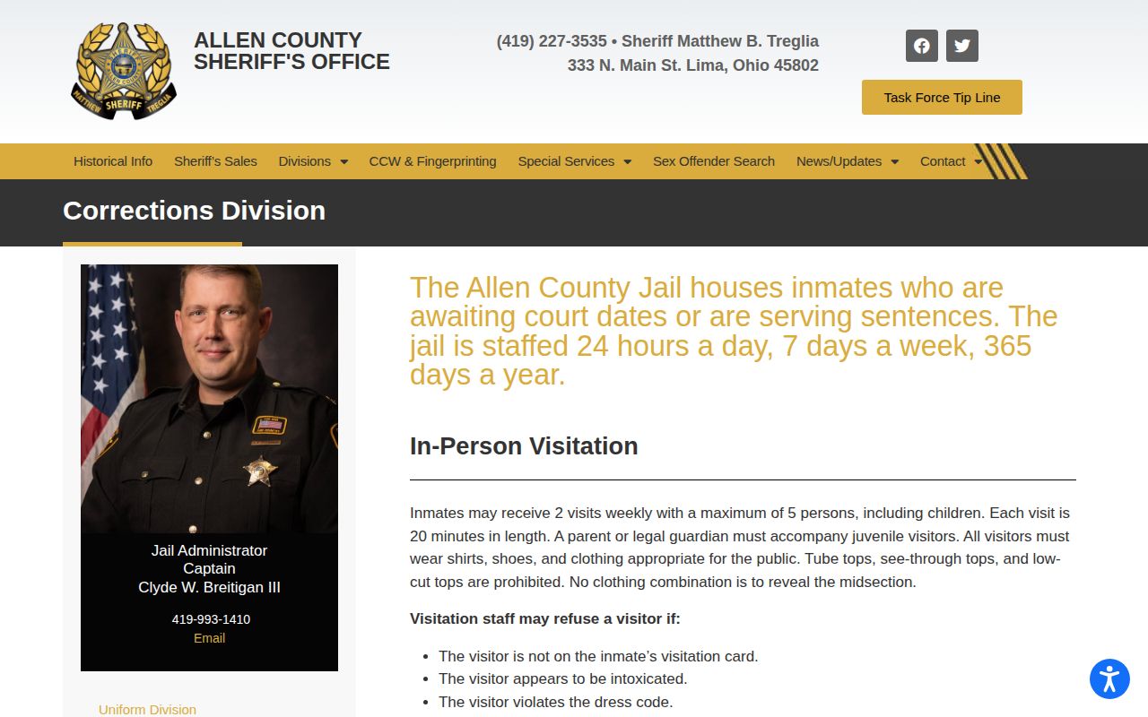 Allen County Jail booking timing record source