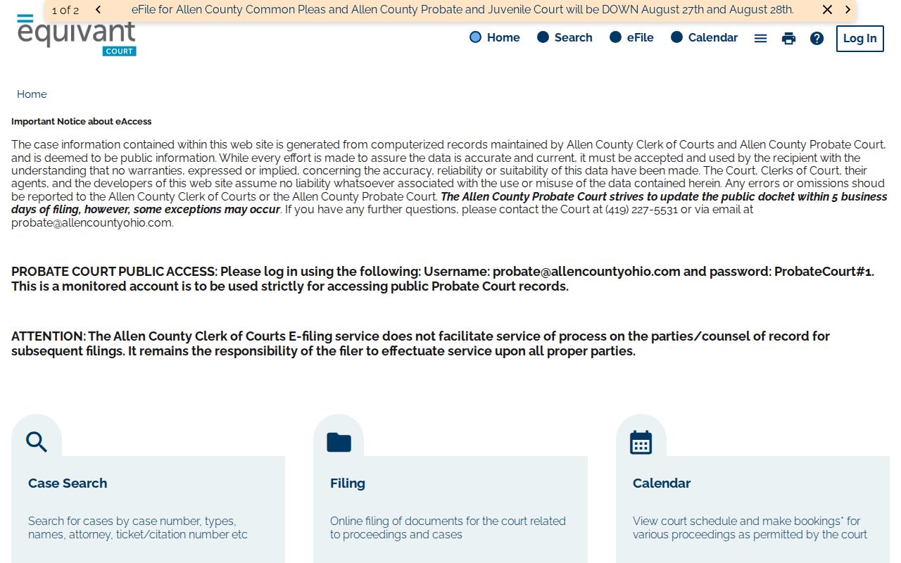 Allen County CourtView booking record disposition search