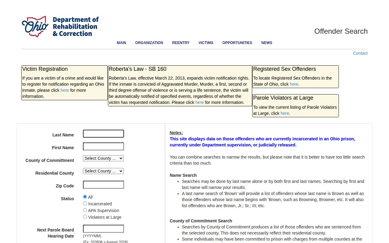 Allen County Ohio DRC offender record search