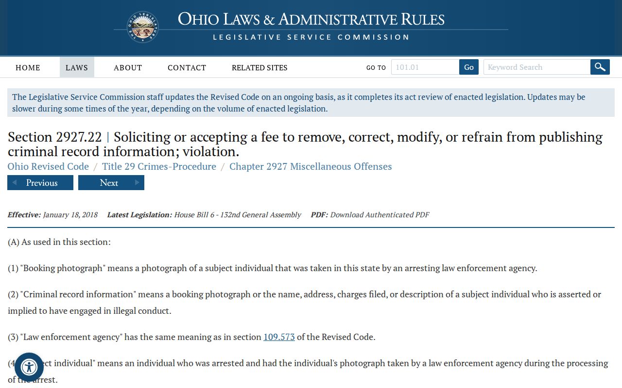 Allen County booking record Ohio mugshot law source