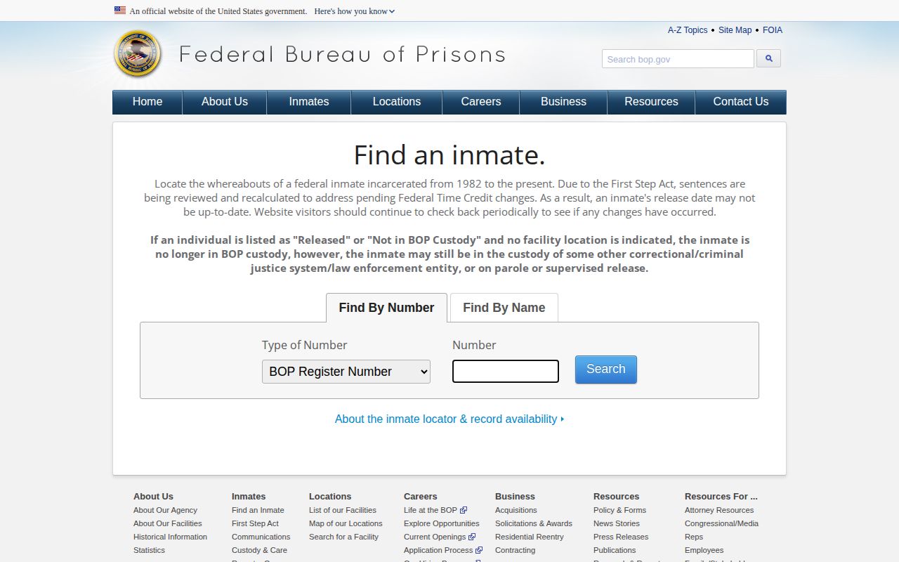 Allen County federal custody record locator